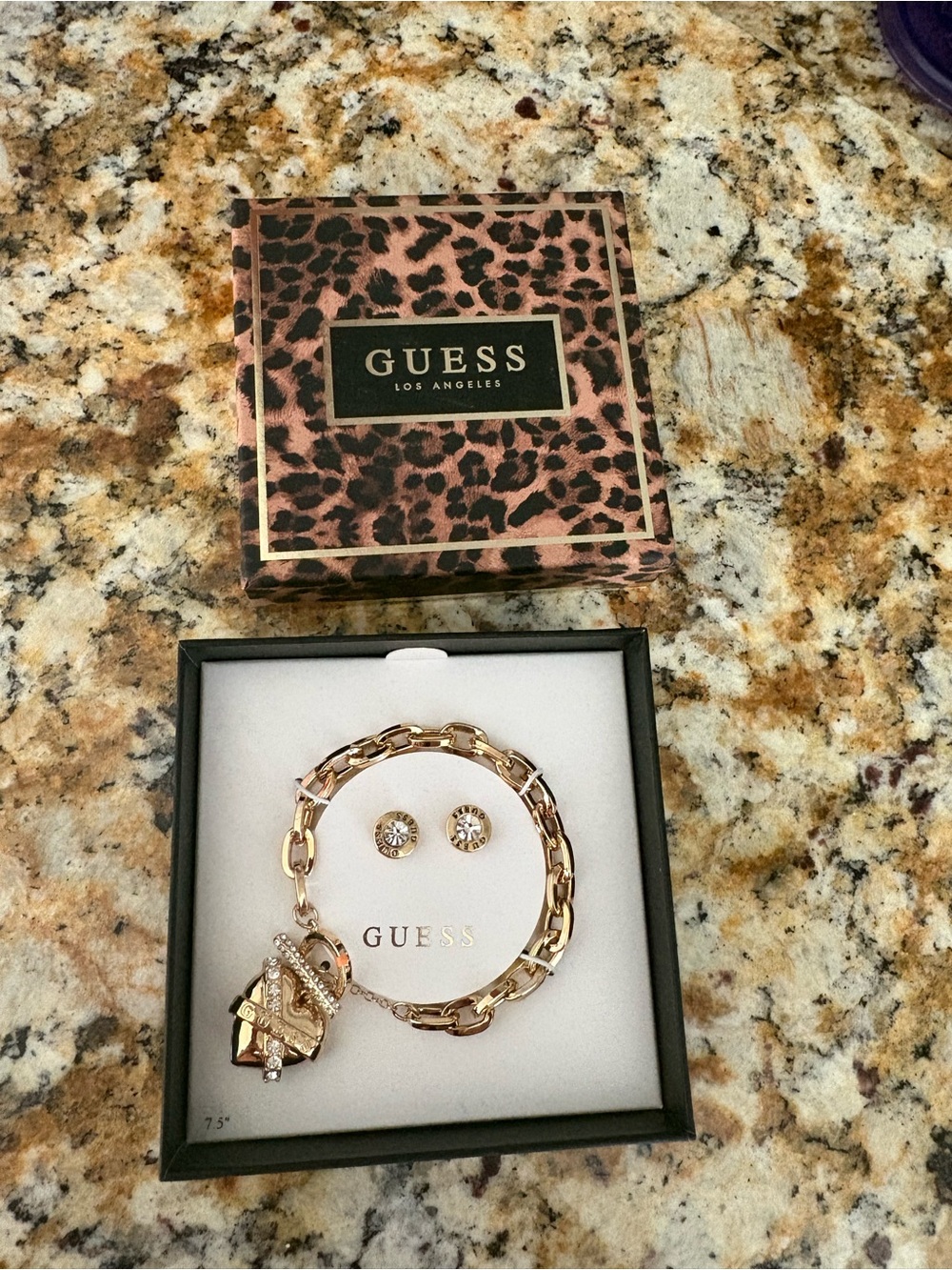 GUESS Gold Chain Bracelet with Earrings Set